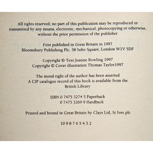 496 - Rowling, JK. Harry Potter and the Philosopher's Stone, first edition, second impression. Bloomsbury,... 