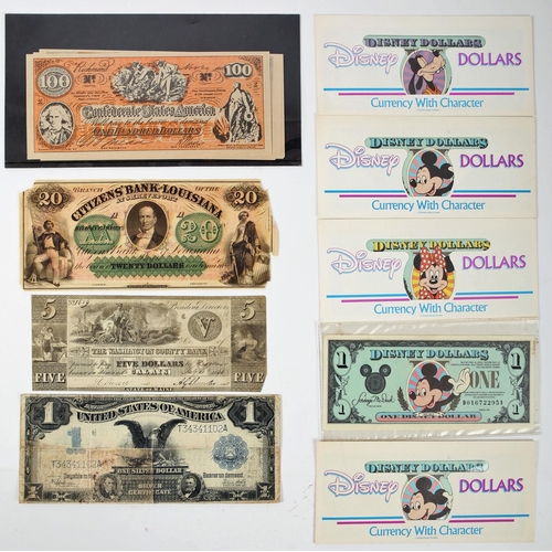 278 - Banknotes. Israel and United States. US Silver Certificate 1899 (VG); Citizen Bank of Louisiana $20,... 