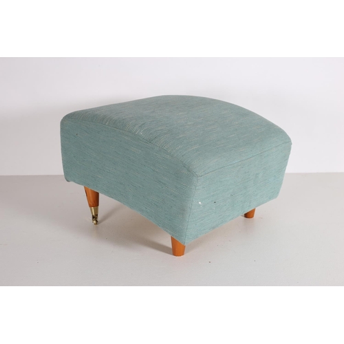 462 - AN UPHOLSTERED STOOL of rectangular outline on cylindrical tapering legs 46cm (h) x 57cm (w) x 60cm ... 