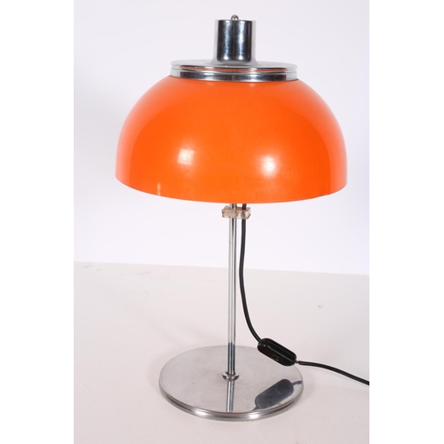 465 - AN ITALIAN RETRO CHROME TWO LIGHT TABLE LAMP raised on a cylindrical column with circular foot 55cm ... 