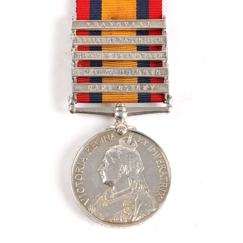 50 - Royal Dublin Fusiliers, Queen's South Africa Medal with five clasps for Transvaal, Relief of Ladysmi... 