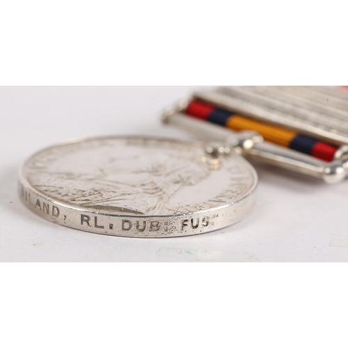 50 - Royal Dublin Fusiliers, Queen's South Africa Medal with five clasps for Transvaal, Relief of Ladysmi... 