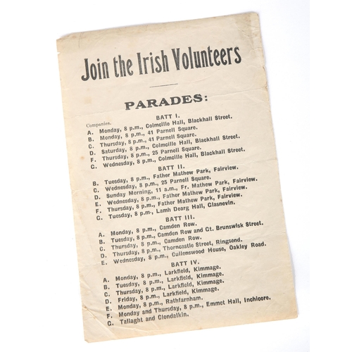 72 - 1913-1916 Irish Volunteers' recruiting handbill. A one-page, octavo, letterpress printed handbill, l... 