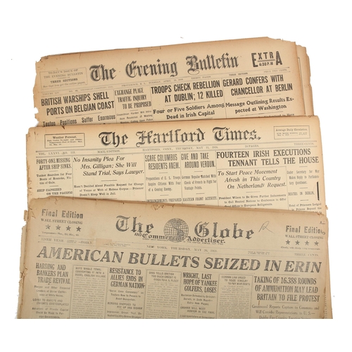 89 - Newspapers 1916-22. Three US newspapers, Evening Bulletin, Providence, Rhode Island, April 25, 1916,... 