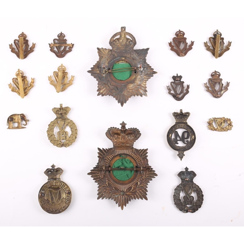 257 - Connaught Rangers, Victorian and Edwardian other Rank's helmet plates, two 88th Regiment badges, 94t... 