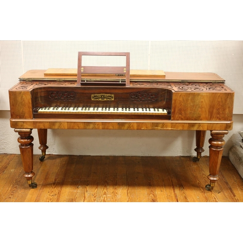 5 - A VICTORIAN MAHOGANY CASE SPINET BY COLLARD & COLLARD the rectangular hinged top containing a fretwo... 