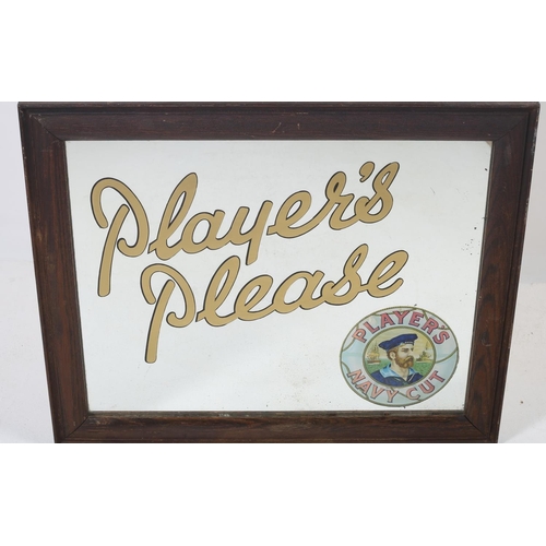 560 - A PLAYER'S PLEASE CIGARETTE ADVERTISING MIRROR together with a hardwood frame mirror and a gilt fram... 