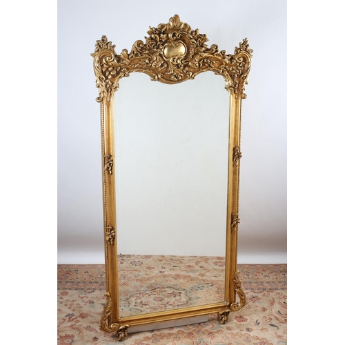 115 - A CONTINENTAL GILT FRAME MIRROR the rectangular bevelled glass plate within a beadwork moulded frame... 