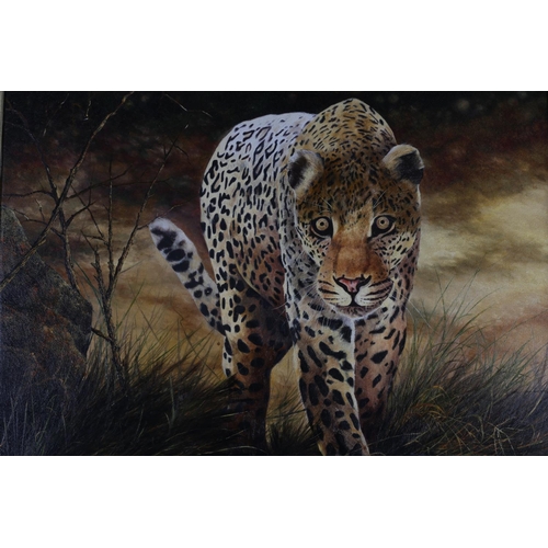 129 - L D GIBBONS STUDY OF A JAGUAR Oil on canvas signed lower right dated '95 54cm x 71cm