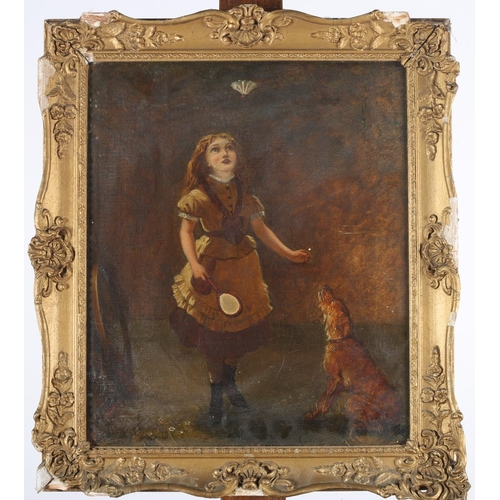 625 - ENGLISH SCHOOL 19TH CENTURY PORTRAIT OF A YOUNG GIRL shown standing holding a racket with shuttlecoc... 