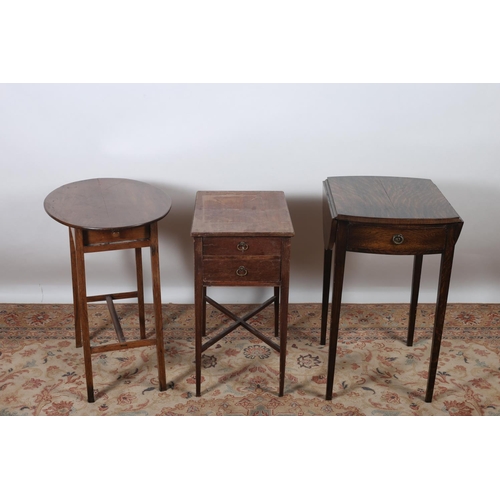 647 - A MAHOGANY DROP LEAF TABLE 67cm (h) x 36cm(w) x 53cm (d) together with a mahogany oval top table 74c... 