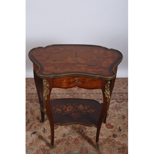 98 - A FINE 19TH CENTURY CONTINENTAL MARQUETRY PARQUETRY AND GILT BRASS MOUNTED DRESSING TABLE of serpent... 