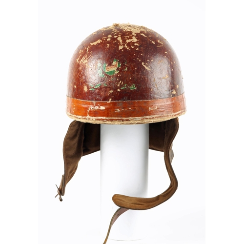 1930s motorcycle helmet Motorcycle racing 1930s, Irish team member's helmet, the crown with remains  of 