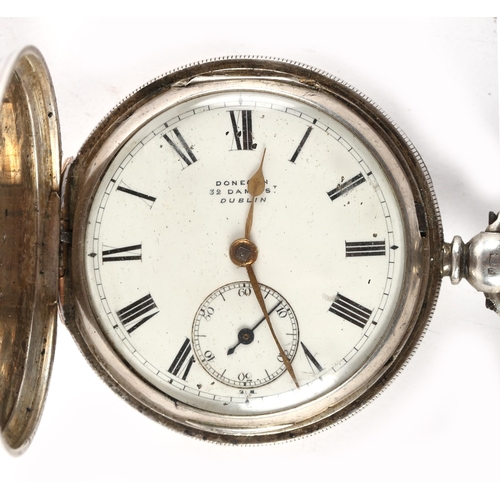 50 - A Victorian Irish pocket watch by Donegan, Dame Street. A silver cased, fusee pocket watch c.1890 th... 