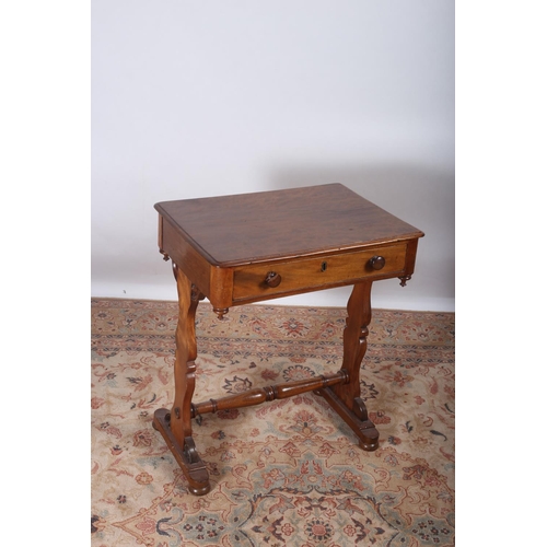 73 - A 19TH CENTURY MAHOGANY OCCASIONAL TABLE of rectangular outline with rounded corners and frieze draw... 