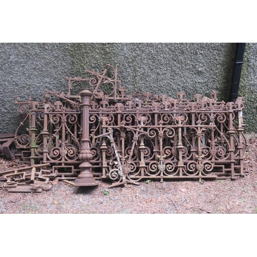 805 - A VICTORIAN CAST IRON BALUSTRA with pierced scroll decoration in six sections overall length 1,180cm... 