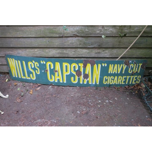 846 - A VINTAGE ENAMEL WALL SIGN inscribed Will's Capstan Navy Cut Cigarettes 40cm x 192cm