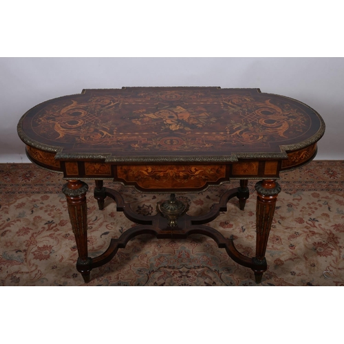 31 - A VERY FINE 19TH CENTURY CONTINENTAL WALNUT MAHOGANY AND GILT BRASS MOUNTED MARQUETRY CENTRE TABLE o... 