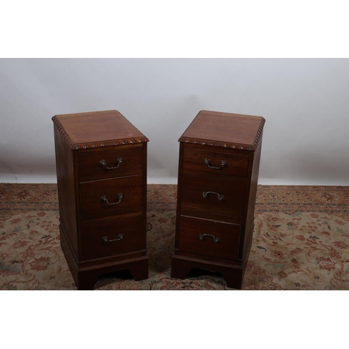 38 - A PAIR OF CHIPPENDALE DESIGN MAHOGANY CHESTS each of rectangular outline with gadrooned rim above th... 