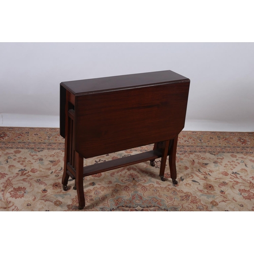 51 - AN EDWARDIAN MAHOGANY SUTHERLAND TABLE the rectangular hinged top raised on square moulded splayed l... 