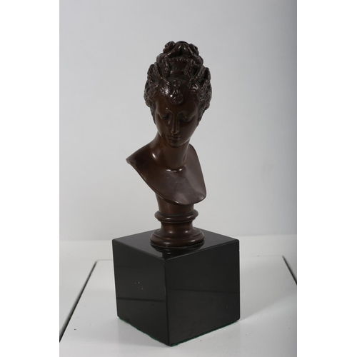 565 - AFTER BARBEDIENNE A BRONZE BUST OF DIANA DE POITIERS bears foundry stamp on shoulder inscribed Barbe... 