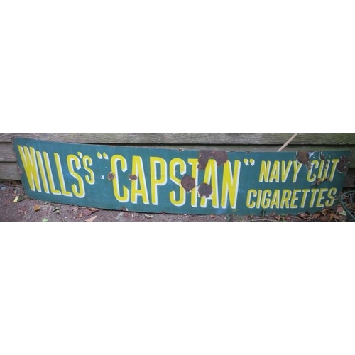 840 - A VINTAGE ENAMEL WALL SIGN inscribed Will's Capstan Navy Cut Cigarettes 40cm x 192cm