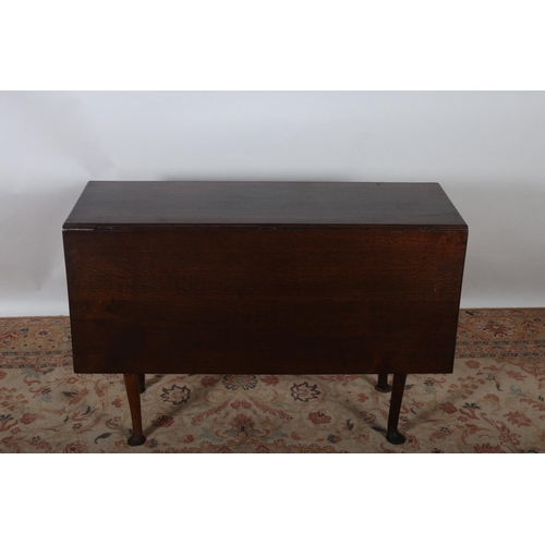 119 - A GEORGIAN OAK DROP LEAF TABLE the rectangular hinged top raised on cabriole legs with pad feet, 70c... 