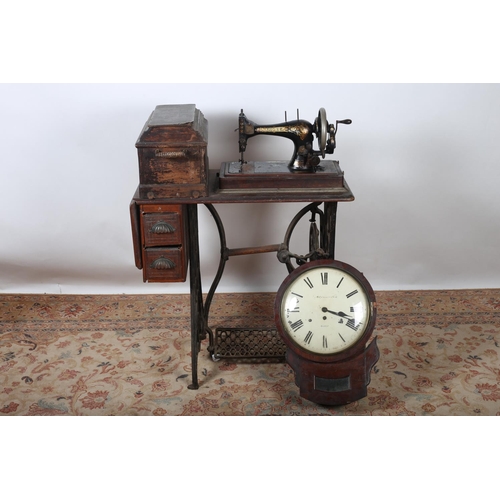 420 - A 19TH CENTURY MAHOGANY CASED WALL CLOCK inscribed 