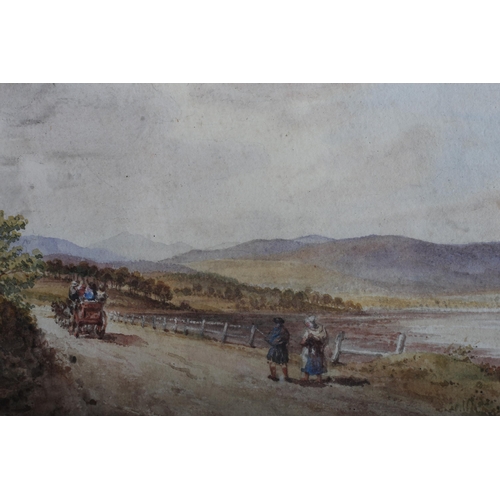 626 - ENGLISH SCHOOL 19TH CENTURY ROAD INVERNESS TO LENTRAN A watercolour bears label verso William Prinse... 