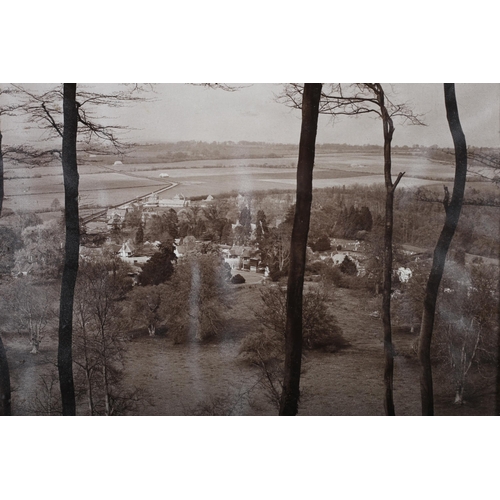 638 - A FRAMED PHOTOGRAPH VIEW OF THE WAKES FROM SELBORNE HANGER 36cm X 45cm Michael Briggs a black and wh... 