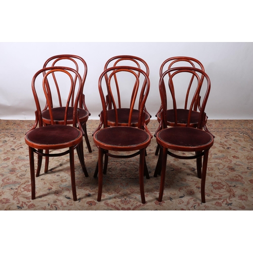 641 - A SET OF SIX BENTWOOD CHAIRS of typical form with upholstered seats