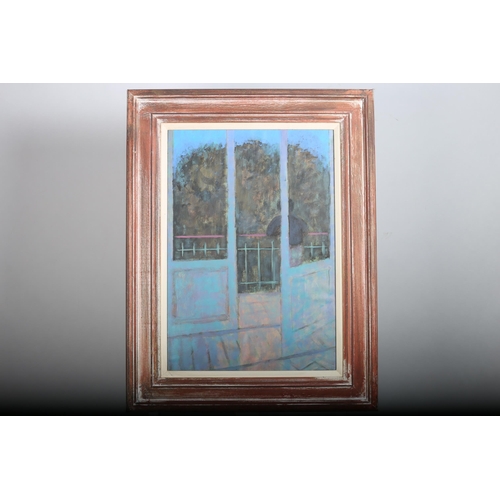 75 - NEGBEGEL
Figure on a Terrace
Oil on paper laid on board 
Signed lower right
Dated '87
61cm (h) x 42c... 