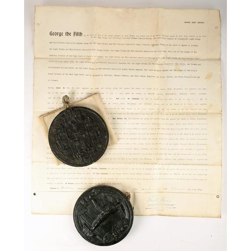 130 - 1920-21: War of Independence, appointment of judges. Two indentures, both with attached Great Seal o... 