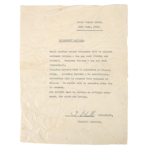 155 - Cumann na mBan, Irish Civil War, North Dublin Union 1923 (18 July) one-page, typed letter regarding ... 