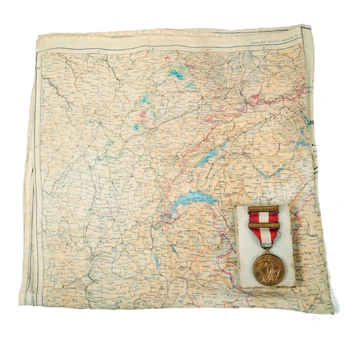 297 - 1939-45 World War II silk airman's escape map, two-sided Holland, Belgium, France, Germany; France, ... 