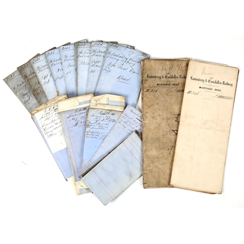 34 - Londonderry & Enniskillen Railway company, 1858-1871, small archive of documents including nine bond... 