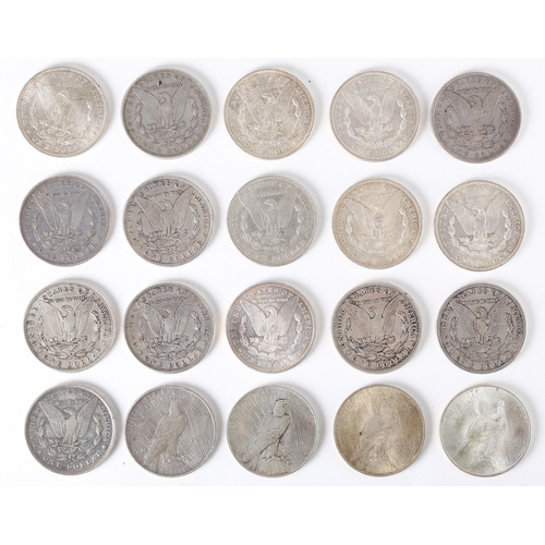 426 - United States Dollar coins. Sixteen Morgan Dollars, 1879 VF; 1880 s UNC; 1882 s, aU; 1883 o aU; 1884... 