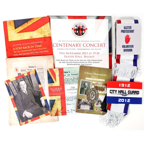 77 - 1912-2012 Centenary of the signing of the Ulster Covenant, a collection of memorabilia associated wi... 