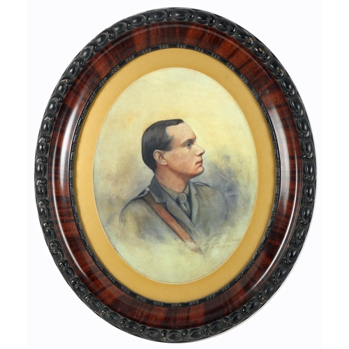 86 - Pádraig Pearse portrait. Head and shoulders of Pearse, facing left, in uniform of the Irish Voluntee... 