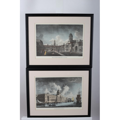 538 - A PAIR OF MALTON COLOURED PRINTS 
Great Courtyard, Dublin Castle
Custom House, Dublin 
A pair 
toget... 