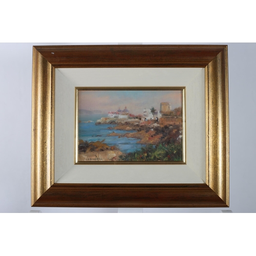 766 - DEIRDRE O'DONNELL
Sandycove, Co. Dublin 
Oil on board
Signed lower left
16cm (h) x 24cm (w)