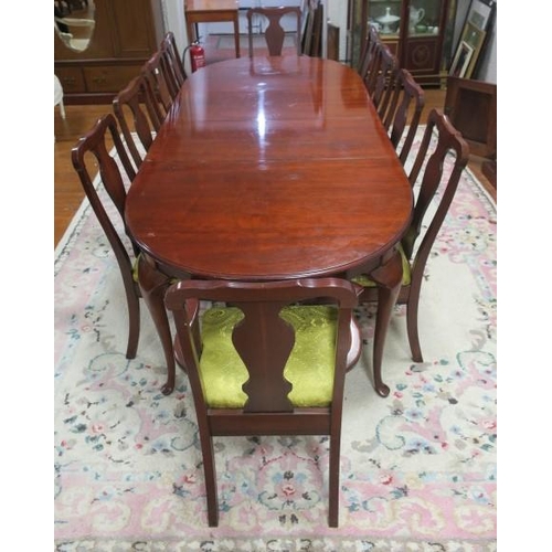4 - AN ELEVEN PIECE CHERRYWOOD DINING ROOM SUITE comprising ten chairs including a pair of elbow chairs ... 