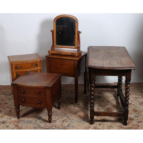 614 - A COLLECTION OF FURNITURE to include two 19th century mahogany dining chairs, a walnut chest, a Geor... 