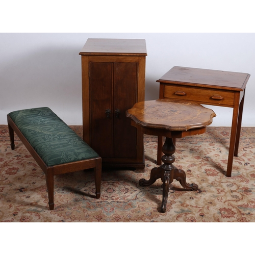 762 - A MAHOGANY OCCASIONAL TABLE of rectangular outline with frieze drawer on moulded legs together with ... 