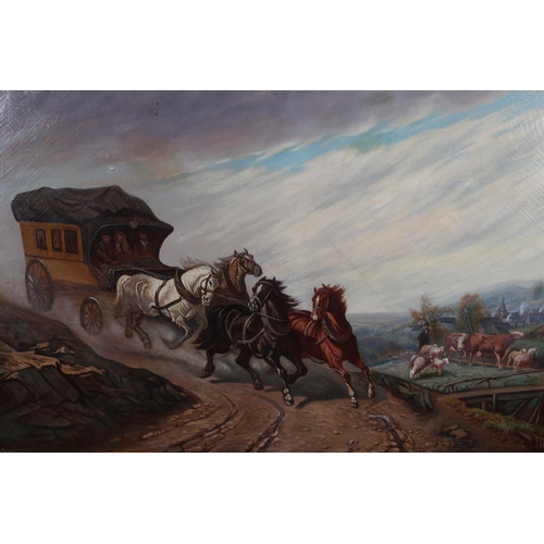 808 - IRISH SCHOOL 19TH CENTURY THE WAY TO BALLINASLOE HORSE FAIR Oil on canvas 70cm x 109cm