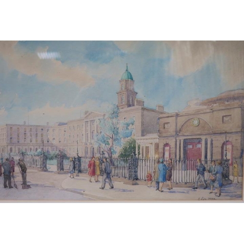 165 - E. LYN HOPE
Rotunda Hospital Dublin 
A watercolour
Signed lower right 
37cm (h) x 55cm (w)