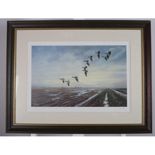 JULIAN NOVOROL Partridge in Flight A coloured print Signed in the ...