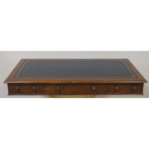 826 - A 19TH CENTURY MAHOGANY DESKTOP of rectangular outline the shaped top with tooled leather inset abov... 