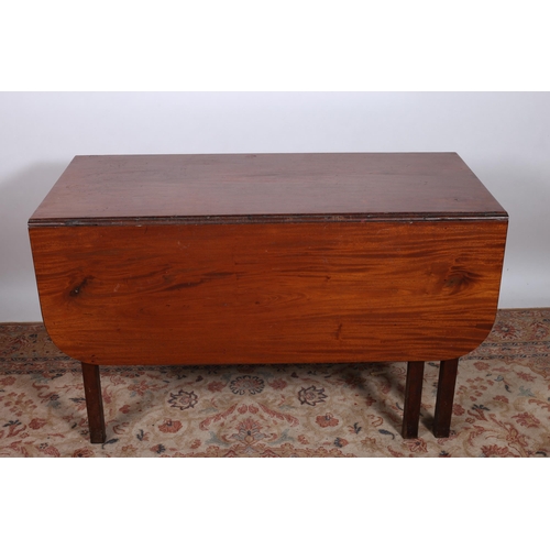 763 - A 19TH CENTURY MAHOGANY DROP LEAF TABLE the rectangular hinged top raised on square moulded legs 74c... 