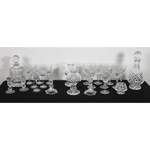 415 - A COLLECTION OF GLASSWARE to include a set of seven Waterford cut glass wine glasses, a pair of Wate... 